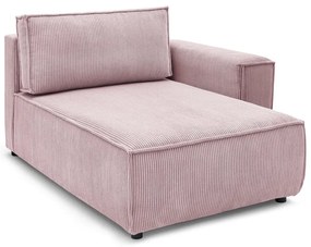 Modulo divano in velluto a coste rosa chiaro, angolo destro Nihad modular - Bobochic Paris