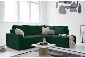 Divano letto angolare in velluto a coste verde scuro Brave Dave - Miuform