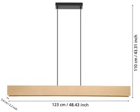 Sospensione Moderna Anchorena-Z Metallo Nero Legno 1 Luce Led 35W 3980Lm