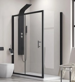 Box doccia 120x80cm angolare con telaio nero e anta scorrevole KFN5000S - KAMALU