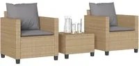 Set da Bistr 3 pz con Cuscini Beige in Polyrattan 4003899