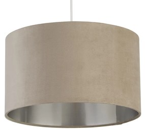 Sospensione Contemporanea Tamburo Tessuto Argento Tortora 1 Luce D38Cm