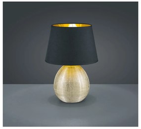 Lampada da tavolo in ceramica nera e tessuto, altezza 35 cm Luxor - Trio