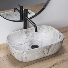 REA-U3800 - Lavabo da appoggio LIVIA 33,5x46,5 cm ceramica/grigio/effetto pietra