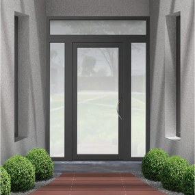 Portoncino d'ingresso Condo23 con vetro L 90 x H 210 cm in alluminio grigio, apertura spingere a sinistra