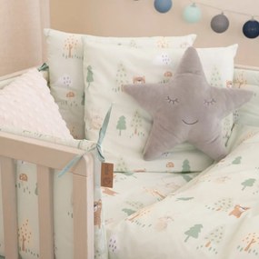 Set copripiumino e federa da bambini verde chiaro in cotone per culla 80x80 cm Woodland Buddies – Roba