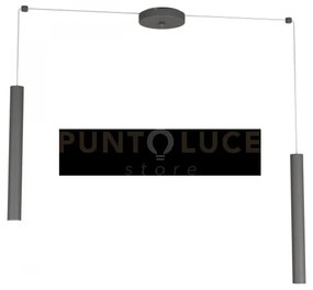 Round tube sospensione 2 luci grigio antracite cavo cm.250 con base...