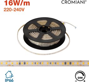 Striscia LED 220V 16W/m IP66 Dimmerabile Professional - Taglio 10cm – 50m