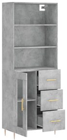 Credenza grigio cemento 69,5x34x180 cm in legno multistrato