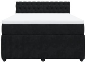 Giroletto a molle con materasso nero 140x190 cm in velluto