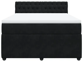 Giroletto a molle con materasso nero 140x190 cm in velluto