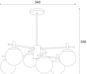 Lampadario a sospensione con supporto rigido LILOU 6xE14/5W/230V cromo opaco/fumé