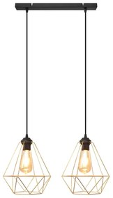 Lampadario a sospensione con filo KARO 2xE27/15W/230V oro/nero