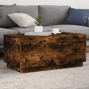 Tavolino Da Soggiorno Con Luci Led Rovere Fumo 90x50x40 Cm /