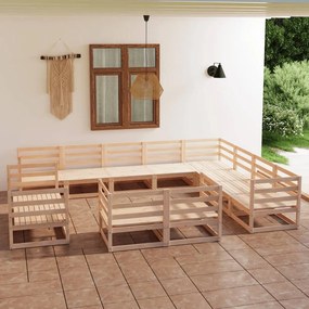 Set divani da giardino 12 pz in legno massello di pino