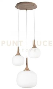 Lampadario a sospensione jaipur bianca e finto legno e vetro 1 luce...