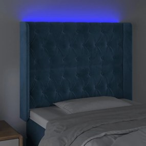 Testiera a led blu scuro 93x16x118/128 cm in velluto