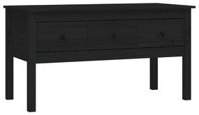 Tavolino da salotto nero 102x49x55 cm in legno massello di pino
