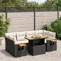 Set Divani da Giardino con Cuscini 7pz Nero Polyrattan 3273415