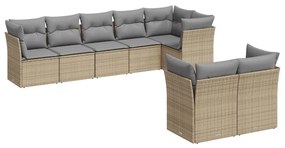 Set divano da giardino 8 pz con cuscini beige in polyrattan