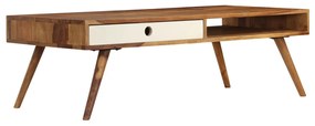 Tavolino Da Salotto 110x50x35 Cm İn Legno Massello Di Sheesham /