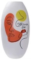 Vaso DKD Home Decor Viso Bianco Resina Multicolore (20,5 x 20,5 x 38 cm)