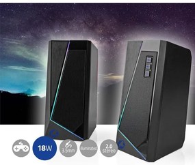 Nedis GSPR31020BK - SET 2 altoparlanti da gioco LED RGB 18W/5V