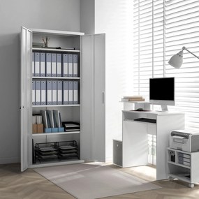 Armadio da Ufficio in Acciaio con 4 Ripiani Regolabili 80x40x180 cm Bianco...
