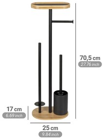 Porta carta igienica nero/di colore naturale in acciaio con supporto con spazzola Pomarolo – Wenko