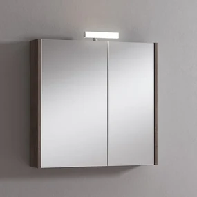 Pensile con luce Akira rovere scuro L 71.5 x H 70 x P 15.5 cm