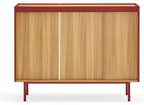 Cassettiera bassa rossa effetto rovere 110x85 cm Arista - Teulat