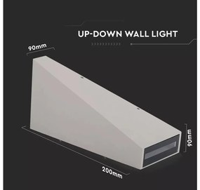 Applique Lampada LED da Muro Piramide 6W 3000K Carcassa Grigia Doppio Fascio Luminoso Up-Down IP65 SKU-8299
