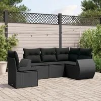 Set Divani da Giardino 5 pz con Cuscini in Polyrattan Nero 3253702