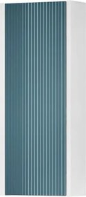 Pensile bagno Niwa cannettato laccato opaco bianco con vetro blu pacifico, 1 anta P17 x L30 x H78.5 cm
