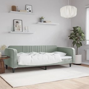 Letto Da Giorno Grigio Chiaro 100x200 Cm İn Velluto /