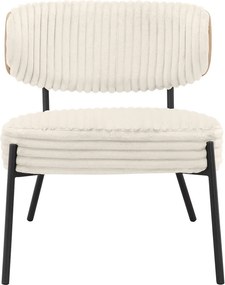 Poltrona in velluto a coste color crema con poggiapiedi Jerry - Støraa