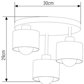 Lampadario a sospensione con supporto rigido 3xE27/35W/230V diametro 30 cm nero