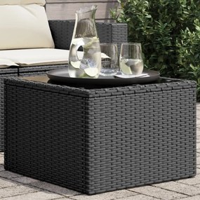 Tavolo da giardino piano in vetro nero 55x55x37 cm polyrattan