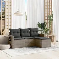 Set Divani da Giardino 4 pz con Cuscini in Polyrattan Grigio 3220069