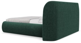 Letto matrimoniale imbottito verde scuro con contenitore a griglia 180x200 cm Hauke - Makamii