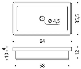 Lavabo da appoggio rettangolare in ceramica L 64 x H 10 x P 35.5 cm bianco