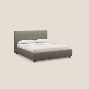 Minato letto imbottito contenitore con testata trapuntata in ecopelle impermeabile T04 talpa