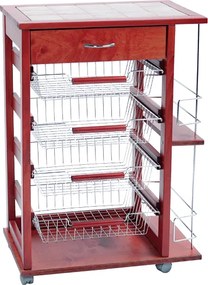 Carrello porta frutta con cassetto e bottigliera CILIEGIO