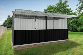 Chiosco in acciaio grigio 2.7 x 5.2 m, superficie esterna 14.41 m² e spessore parete 60 mm, senza pavimento porta a due ante, SAPIL Cuba antracite