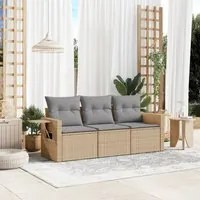 Set Divano da Giardino 3 pz con Cuscini Beige in Polyrattan 3252196