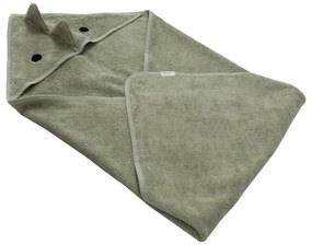 Asciugamano per neonato in cotone verde con cappuccio 75x75 cm Dinosaur - Kindsgut