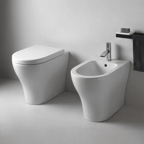 Coppia Di Sanitari a Terra Senza Brida Ceramica Cielo "Enjoy 53" Bianco Lucido