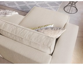 Divano letto in velluto a coste bianco e beige divano letto angolare Nihad - Bobochic Paris