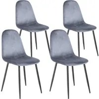 Sedia Poltroncina in Velluto Set 4pz,Sedie per Sala da Pranzo Ristorante Grigio Polvere