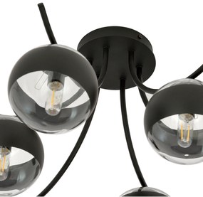 Plafoniera Moderna Coeo Acciaio Nero 6 Luci E14 Ip20